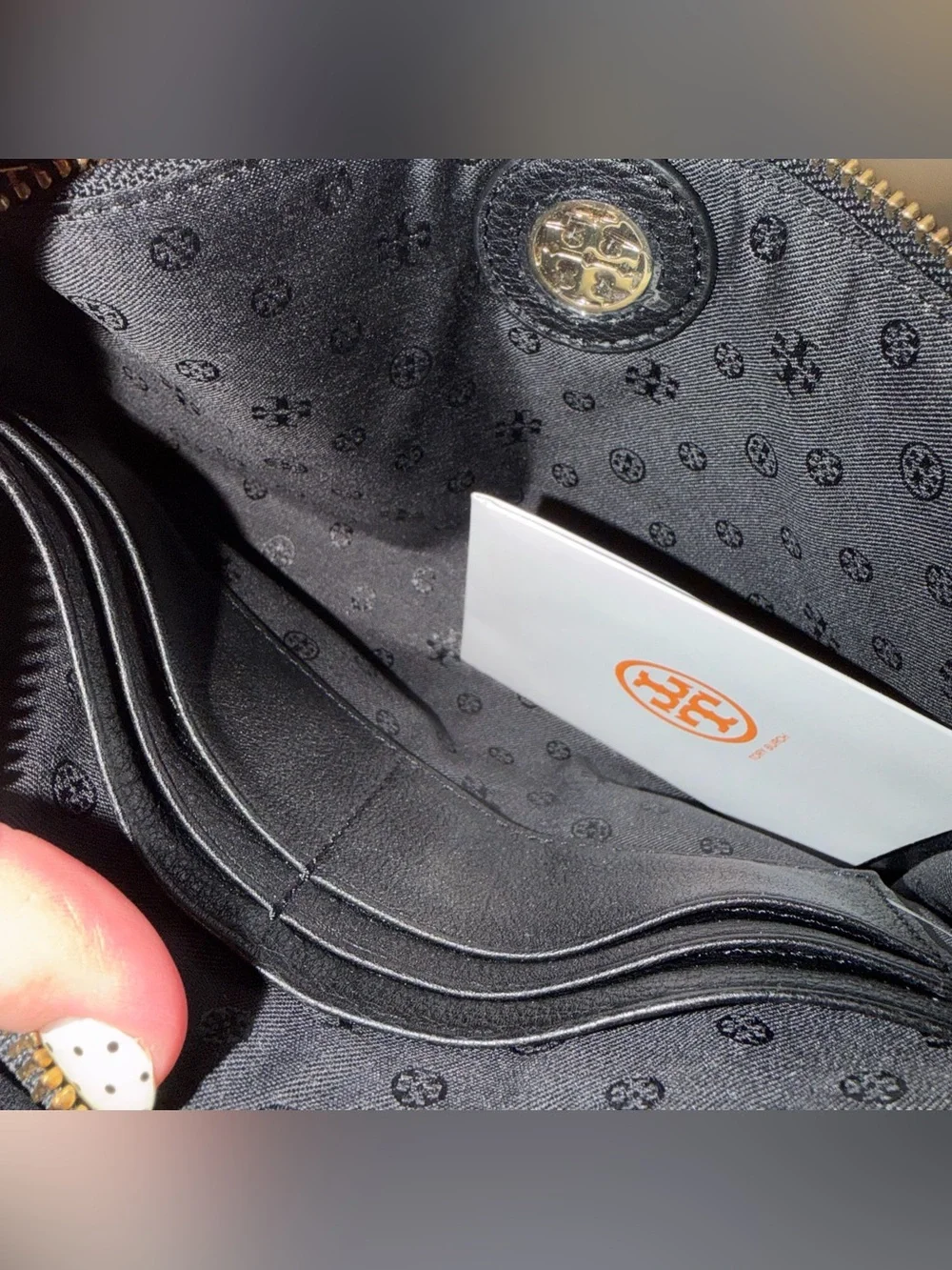Tory Burch Black Pebbled Leather Wallet Crossbody New